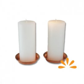 kobberlysestager med bloklys